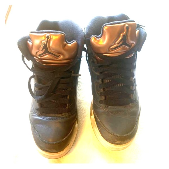 Navy Blue And Rose Gold Jordans 5s 